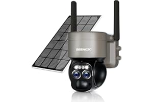 BEENOZO 8 x zoom hybrydowy: bezprzewodowa kamera nadzorująca WiFi 4K z dwoma obiektywami 360° PTZ, z panelem słonecznym, wykrywanie człowieka AI, kolor nocny, dwukierunkowy dźwięk (złoty)