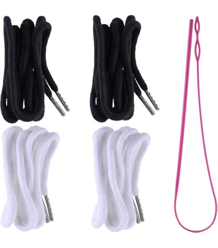 Lot De 10 Cordons De Serrage Avec 1 Enfileur - Couleurs Assorties (noir, Blanc, Bleu, Gris, Kaki) - Pour Sweats, Vestes, Pantalons