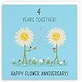 Hunts England - 4th Wedding Anniversary Card - Flower Anniversary - Iconic Collection - Fun Cute Card - For Him, Her, Couples