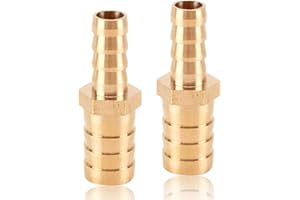 BEATIFIC 2 Stück Schlauchverbinder 12mm x 6mm Messing, Schlauch ID Messing Reduzierstück, Schlauchverbinder Adapter, messing Reduzierstück Schlauchverbinder gerade, für Wasserleitung und Olleitung
