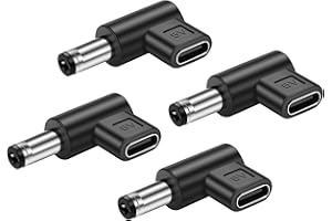 PNGKNYOCN DC 5.5 x 2.1mm to USB C Adapter, 90 Degree 5V DC 5521 Male to USB Type C Female Power Charging Adapter for Mobile Phone、Router、Mobile Power Supply （4-Pack） (DC 5.5 x 2.1mm)