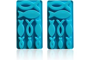 TIMJJG 2 pezzi di silicone piccolo pesce stampi, fatti a mano fai da te stampi con la forma di piccoli pesci, silicone casting stampi, può essere utilizzato per fare il gelato, torte (21.8 * 11.9 * 1.9 cm)