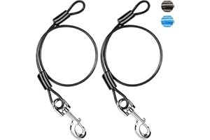 BEAUTISTIK Anti Chew Chain Dog Lead Extension, 2Pcs 60cm Short Heavy Duty Metal Cable Dog Lead Dual Pack for 2 Dogs, Chew Proof Lead for Small Medium Large Dogs, Walking Training with Collar & Harness