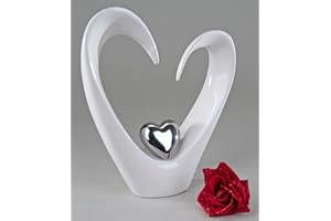 Formano Figura 'Coeur', 33 cm, blanco/plata/vidriado