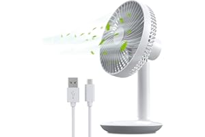 TRILINK Mini USB Ventilatore da Tavolo con 4 Livelli di Velocità, Ventilatore Portatile Ricaricabile a Batteria 4000mah, 16cm Ventilatore da Scrivania, Silenziosa Ventilatori per Ufficio Casa Esterno Viaggio