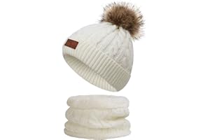 TRABIG Bambino Cappello Sciarpa Set Invernale Unisex con Pompon, Beanie Sciarpa Lavorato A Maglia Set Invernale, Calda Ragazzi Ragazze 0.5-6 Anni