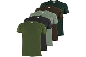 ALPIDEX T-shirt męski set 5 sztuk z okrągłym dekoltem jednokolorowe krótki rękaw rozmiar S M L XL XXL 3XL 4XL 5XL koszulki męskie