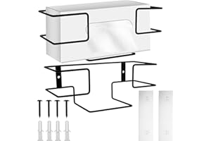 HAIJED 2pcs Glove Dispenser Wall Mounted, Iron Holder for Glove & Tissue Box, Organizer for Garage, Lab, Home, Office, Kitchen - Two Sizes (Large+Small)