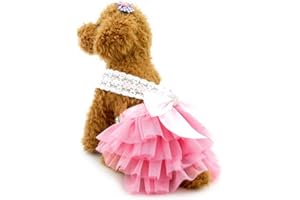 Zunea Vestito da principessa in garza per cani, prendisole con tutù, camicie in rete traspirante, gonna formale da sera, per feste di compleanno, per animali domestici di piccola taglia, cucciolo di