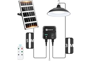 Aigostar - Lámpara solar exterior con mando a distancia y cuerda de tracción，cable de 8 m，batería de gran capacidad de 3000 mAh，gran panel solar，IP65.Luz solar para interior/exterior，jardín，camping