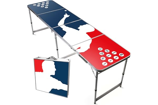Beer Pong® - Table Beer Pong Officielle, Pliable et Transportable avec Revêtement Etanche Anti-Rayures - Homologuée pour Les Tournois de Biere Pong - Jeu d'alcool pour Soirée Fun Entre Potes