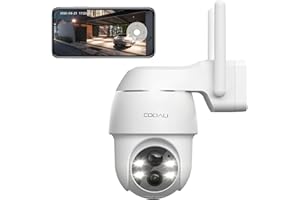 COOAU Cámara de vigilancia exterior con batería – Cámara de vigilancia exterior – 2 K PTZ 355°/90° inalámbrica WiFi IP Cámara exterior con detector de movimiento inteligente | visión nocturna de