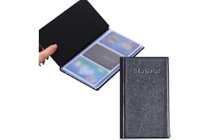 OGLYMRA Porte carte de visite, Carte de Livre PVC Porte-nom d'organisateur de Cartes pour Le Bureau et Le Journal, 120 Cartes de Visite, Similicuir (Noir)