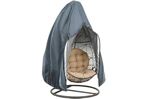 HomeMiYN Egg Chair Cover Patio Hanging Chair Cover, Outdoor Swing Chair Cover with Zipper, Waterproof Windproof Oxford Fabric Durable Garden Furniture (Grey)