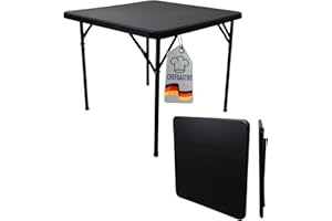 CHEFGASTRO Balkontisch klappbar 86x86cm Gartentisch wetterfest 4 Personen Kunststoff Schwarz Campingtisch Outdoor Klapptisch Klein Balkonmöbel Bistrotisch für Garten Terrasse Balkon