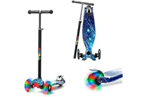 ATAA Patinete de 3 Ruedas Flash -Patinete para niños de 3 Ruedas, Patinete Infantil con Luces, Patinete de 3 Ruedas con Manillar Ajustable, Giro por Gravedad, Patinete de 2 a 9 años