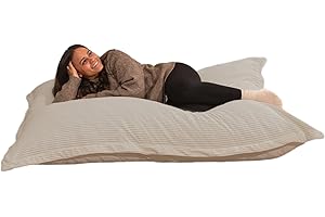 bananair - Giant Bean Bag Sofa for Adults & Kids - Comfortable Foam Filling - Ultra Soft Corduroy Fabric - Removable & Machine Washable Cover - XXL Fluffy Bean Bag Chair (180x140 cm, Light Grey)