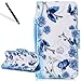 Produktbild Wallet Hülle für Huawei P Smart,Leder Handytasche für Huawei P Smart,Leeook Elegant Schön Kreative Lanyard Strap Blau Schmetterling Blumen Muster Entwurf PU Leder Wallet Brieftasche Schutzhülle im Bookstyle mit Standfunktion Karteneinschub und Magnetverschluß PU Lederhülle Tasche Leder Case Cover Hülle für Huawei P Smart+ 1 x Schwarz Eingabestift-Blau Schmetterling Blumen