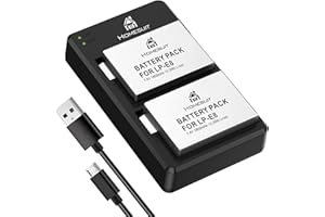 Homesuit LP-E8 akumulator zastępczy i podwójna ładowarka do aparatu Canon EOS Rebel T2i, T3i, T4i, T5i, EOS 550D, 600D, 650D, 700D, Kiss X4, X5, X6, LC E8E (2 sztuki, 1800 mAh)