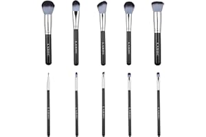 LaRoc Premium Synthetic Makeup Brushes Set | 10-pc Make Up Brushes Set with Foundation, Eyeshadow, and Contour Brushes | Kabuki Makeup Brush Set with Makeup Brush Bag | MUA Make-up Brushes & Tools