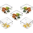 Kienlix Desk Drawer Organizers Trays Set Clear Plastic Storage Bins Bathroom Drawer Tray Dividers Vanity For Bedroom Dresser Makeup Kitchen Utensil Office (4Pc Small Square Tray), Transparent