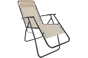 ARREDITALY Sedia Sdraio A Gravità Zero Da Giardino Poggiatesta Regolabile Sedia Pieghevole Oscillante Ergonomica Traspirante Zero Gravity Da Esterno Piscina Mare Portata Massima 120 Kg (Beige)