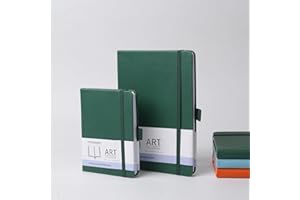 Irmanas A6 Notebook, 2 Pack Premium Classic Lined Notepad with Pen Loop 160 Pages College Leather Hardcover Journal Business Gift Office Supplies for Men Women(Dark or deep green)