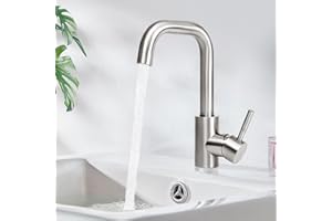 Mursche Kran łazienkowy armatura umywalkowa - armatura ze stali nierdzewnej szczotkowanej bateria mieszakowa kran ciepłej i zimnej wody wysokociśnieniowej cicha bateria umywalkowa do łazienki, WC