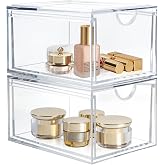 Stackable Organizer Drawers, Clear Acrylic Makeup Organizer, Vanity Container Drawer for Cosmetics, Bathroom Counter or Dress