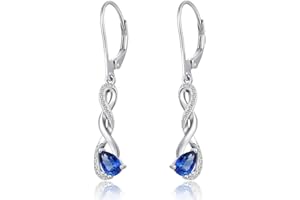 Jiamiaoi 18-karatowe białe złoto platerowane kolczyki wiszące srebro wysokiej próby 925 długie wiszące kolczyki z cyrkonią 4 A+, modna biżuteria kolczyki srebrne 925 wiszące kolczyki Infinity prezent dla kobiet, Srebro szterlingowe