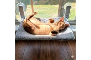 Hamaca Gato Ventana (52x30cm) Bestfriend® | Plegable, Lavable y Transpirable | Ventosas Reforzadas para Seguridad y Estabilidad hasta 18 kg (Felpa Gris)