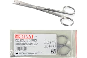 GIMA Forbici Chirurgiche Rette, Punte Alterne, Smussa/Acuta, Misura 14.5 cm, in Grigio (Acciaio) Inox