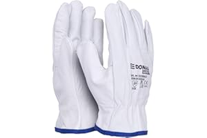DONAU SAFETY Rękawice robocze Driver Premium ze skóry koziej / 1 para/rozmiar 7/S/białe/skórzane rękawiczki z elastycznym nadgarstkiem/rękawice montażowe/rękawice ochronne/rękawice kierowcy