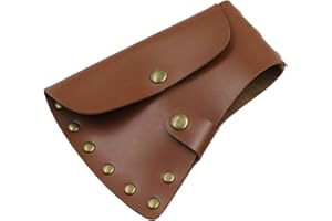 LINGJIONG Leather Axe Sheath, Adjustable Hatchet Cover, Durable Retro Axe Head Protective Cover With Metal Snaps, Protector Case Camping Accessories Work For Lumberjack Outdoors Hiking