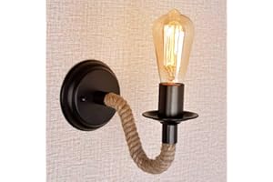 Mengjay Luce Corda Vintage Applique A Muro Sconce Retro Loft Restaurant Cafe Bar E27 Illuminazione A Parete Lampada A Corda Di Canapa