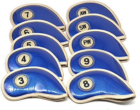 Debonice PU Leather Iron Head Covers Golf Club Headcover Water-resistant Material with Velcro Lock-in Design Fit For Most Irons (Blue)