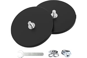 Magnetpro - Set di 2 magneti potenti gommati antiscivolo, antigraffio e anticorrosione, potenza di colla superiore a 55 kg, con filettatura esterna in acciaio inox 1/4"-20 e dado