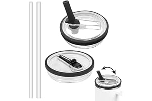 Bagtopia 30 OZ Tumbler Lid Replacement Compatible with Stanley Quencher, Leakproof Flip Straw Lids, Spill Proof Top Cover Compatible for Stanley Cup Accessories, 2 Pack, Black