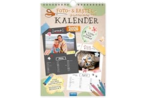TRÖTSCH - Foto- und Bastelkalender Premium A4 2026 mit vielen Stickern: selbstgestalten basteln schenken kreativ sein
