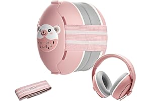 Robofun 2-in-1 Gehörschutz Baby Kopfhörer, Neugeboren Ohrenschützer mit Geräuschunterdrückung & Verstellbares Kopfband, Baby Kopfhörer Lärmschutz für Babys bis 48 Monate