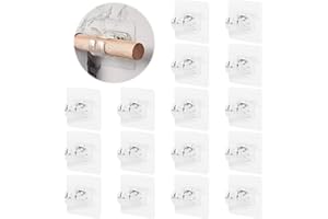 Leiptes 16 Pezzi Ganci per Tende Trasparente Senza Bucare Staffa Autoadesiva per Asta Tende Supporti per Tende Portasciugamani Sospesi per Uso da Casa Bagno e Hotel