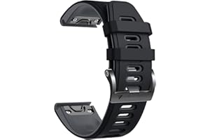 NotoCity Armband für Garmin Fenix 6x/6x Pro/5x/5x Plus/7x/7x Pro/8 51mm, Quickfit 26mm Uhrenarmband für Garmin Enduro 2, Fenix 3/3 HR, Instinct 2X, Epix Pro 51mm, Descent MK1/2,Quatix 7X(Schwarz-Grau)