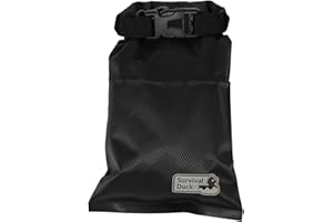 Survival Duck 1L Lightweight Dry Sack, Small Waterproof Dry Bag 1 Litre, Perfect for Keys, Cash Wallet (Black)