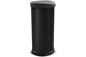 CURVER Metal Effect One Touch Deco Bin, Recycled Plastic, Hardwearing & Easy to Clean, 40 Litres, Black