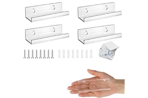 Fonyiunce 4 Stück Schallplatten Wandhalterung, Hängeregale für Schallplatten, Transparent Vinyl Wall Mount, Cd Wandhalterung, 10 x 3,5 x 3 cm, für Vinyl Platten, Fotos, Bücher, Kunstwerke, Make-up