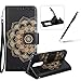 Produktbild Für LG G6 Flip PU Leder Brieftasche, Herzzer Klassisch Jahrgang [Mandala Blume Muster] Tasche Handy Case Schutz Hüllen im Bookstyle Handyhülle Ledertasche mit Stand Funktion Kartenfächer Magnetverschluss Magnet Etui Schale Schutzhüllen Handytasche Für LG G6 + 1 x Free Handy Halter Stand + 1 x Free Touch Pen Stylus Stift - Schwarz