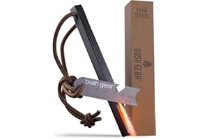 ‎BUSH GEAR BUSHGEAR HXA Feuerstahl - Optimierte Länge - XXL Feuerstarter - Extrem Starker Funkenflug - Feuerstein für Outdoor, Survival, Bushcraft