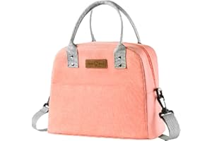 Darbermu Lunch Bag Women, Insulated Lunch Bags Large Capacity Lunch Tote Bags Waterproof Portable Lunch Tote Bag with Adjustable Shoulder Strap Work School Picnic Camping BBQ Outdoor (Pink) (246)
