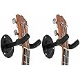 MUSTANG Guitar Wall Hanger/Mount with Fittings/Accessories, Black 2 Pack