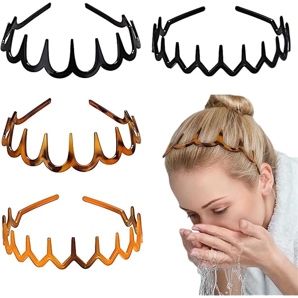 2 Bandeaux Zigzag Dent De Requin - Plastique - Pour Femmes Et Filles - Fixation Cheveux - Style Rétro
